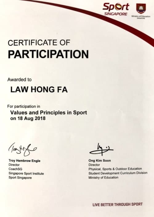 Singapore Values and Principles in Sports (VPS)